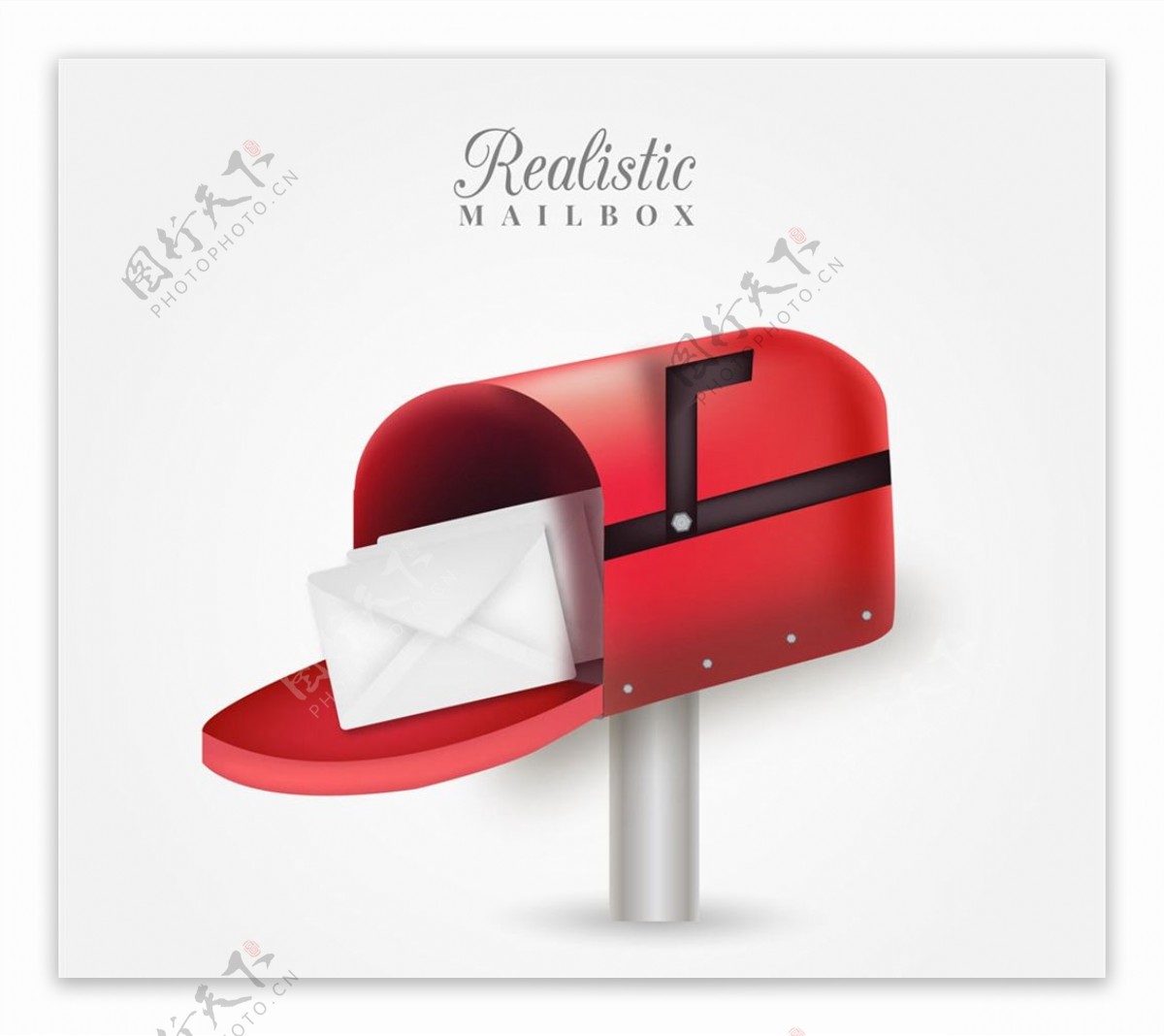 红色信箱和信件图片