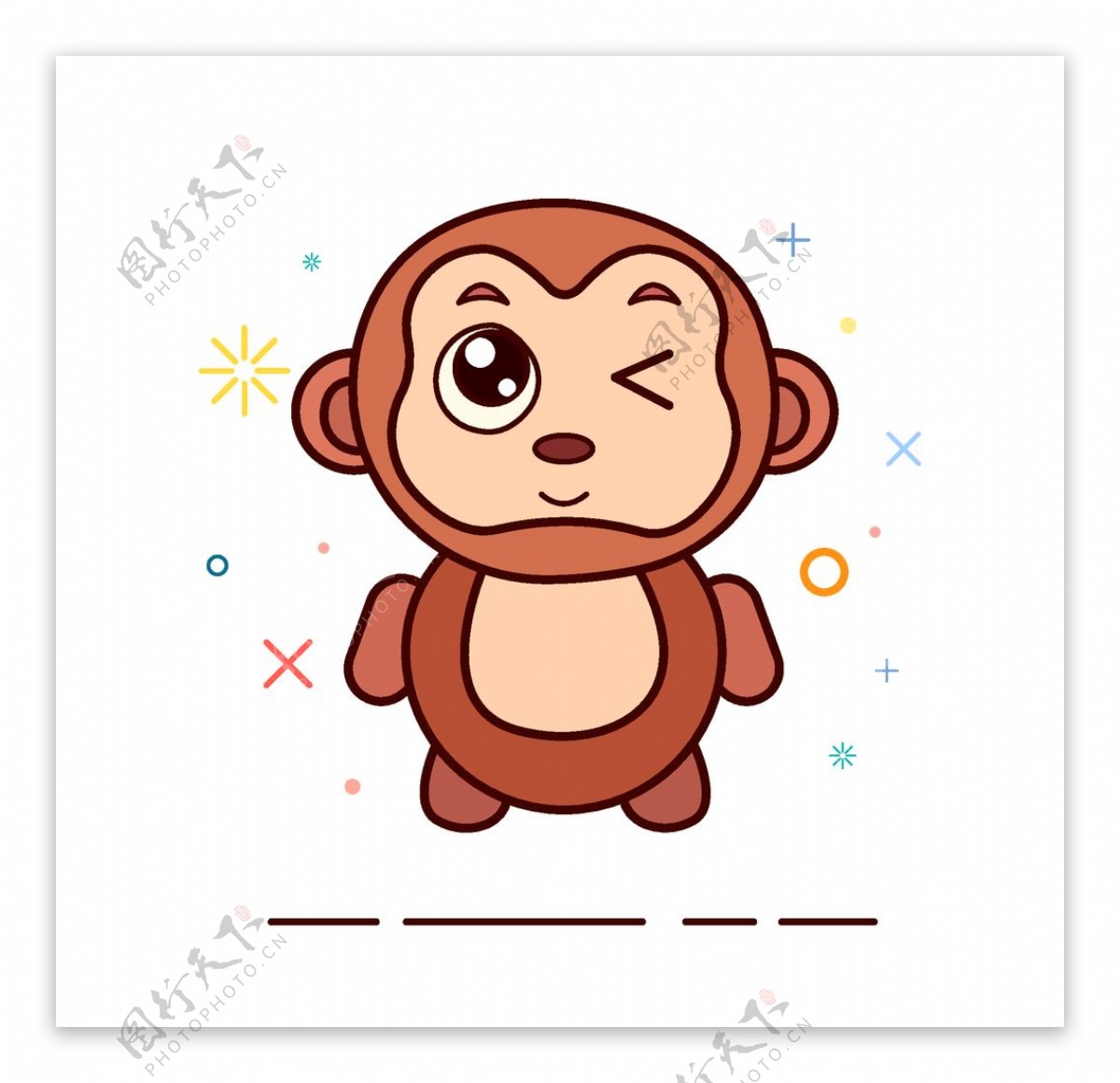 猴子手绘卡通插画图片