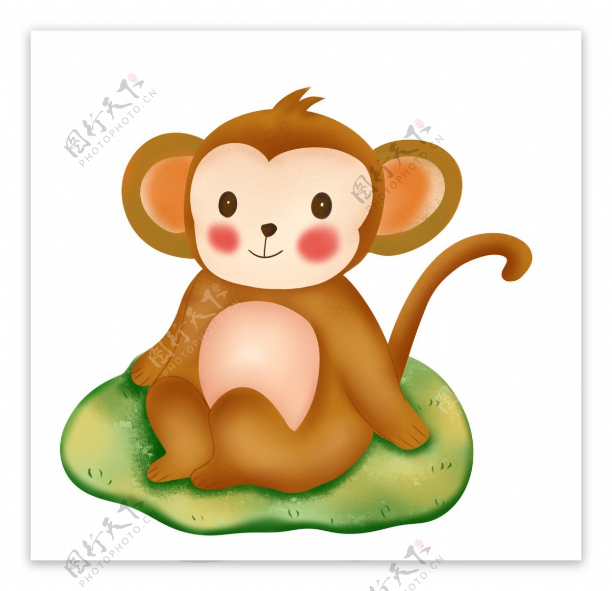 坐着的小猴子插画图片