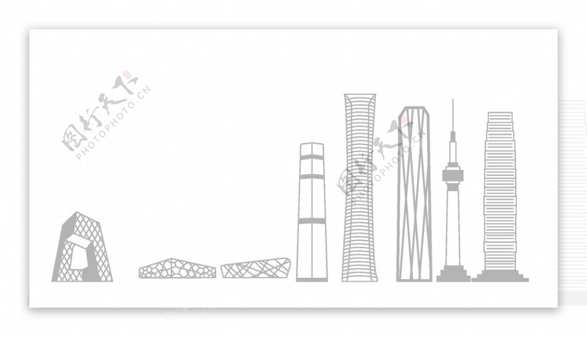 北京地标建筑手绘线稿图片