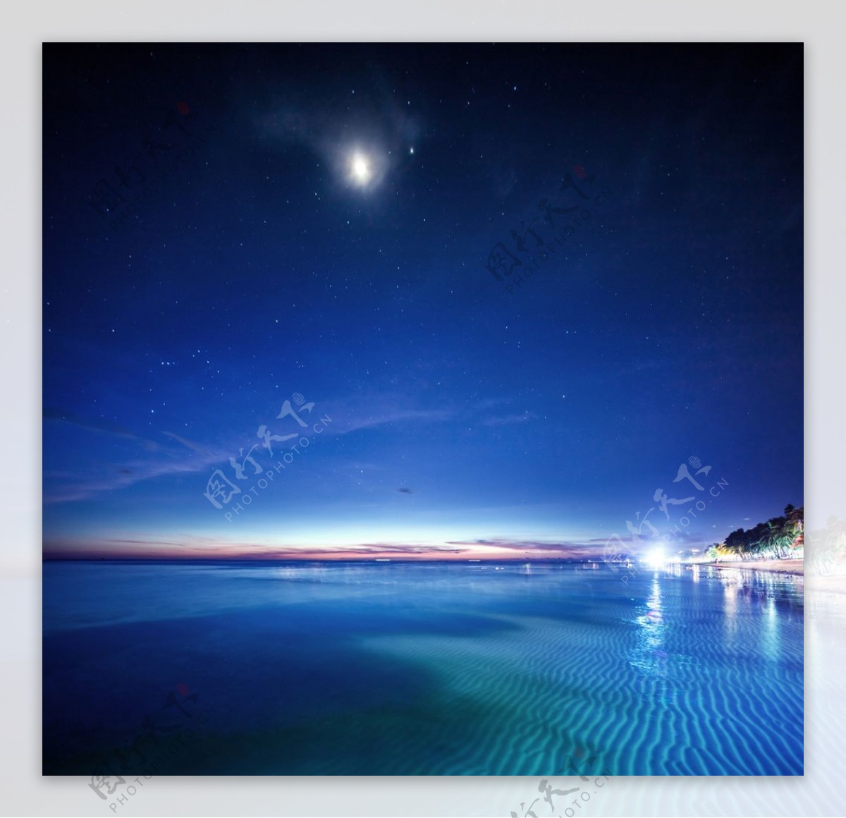 海沙滩夜景图片