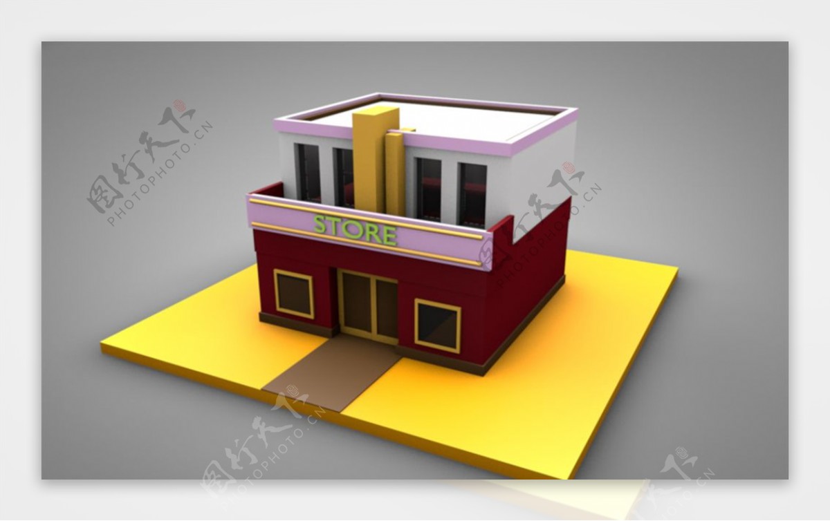 C4D模型建筑房子店铺图片