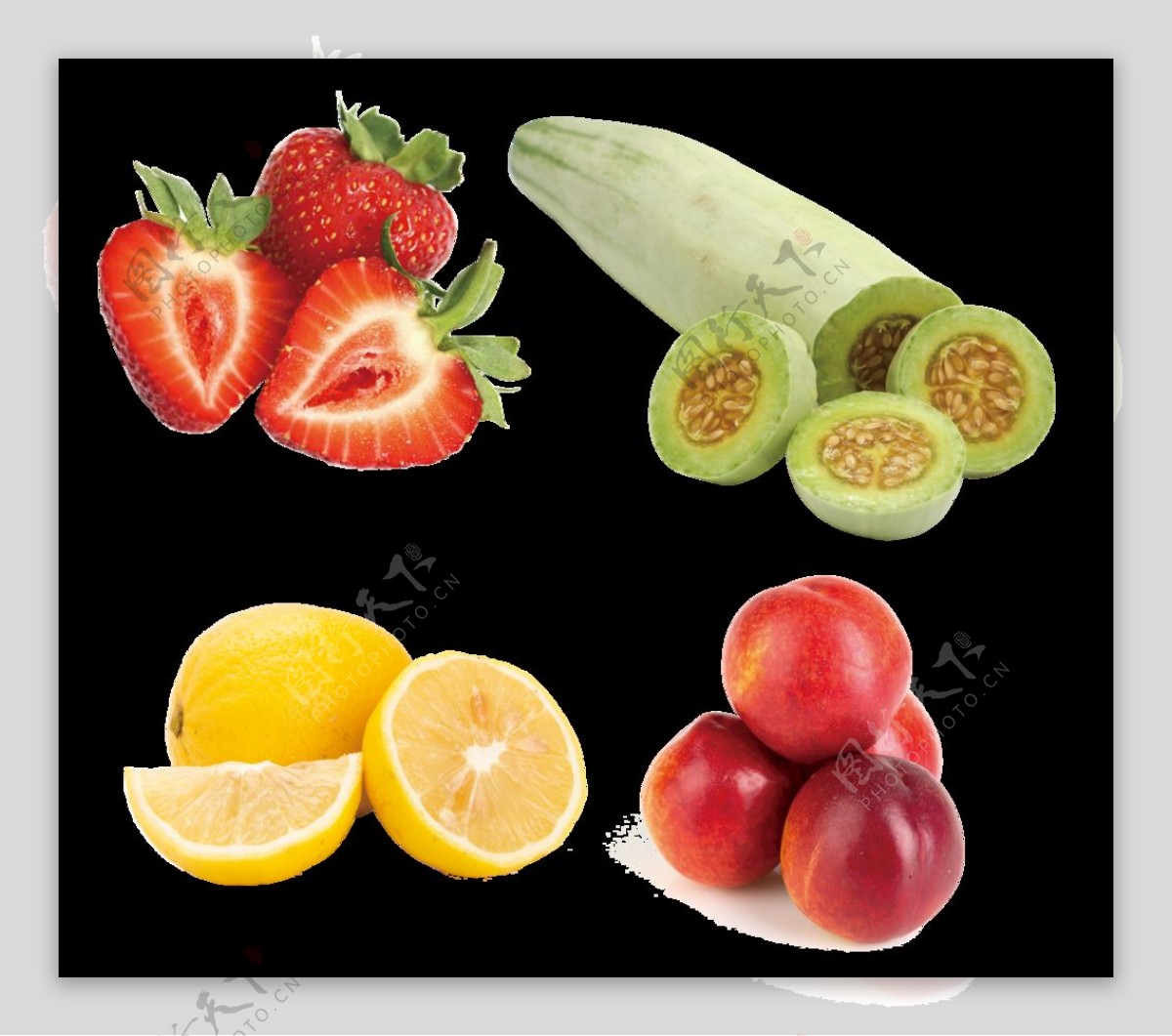 免抠水果草莓羊角蜜桃子柠檬图片