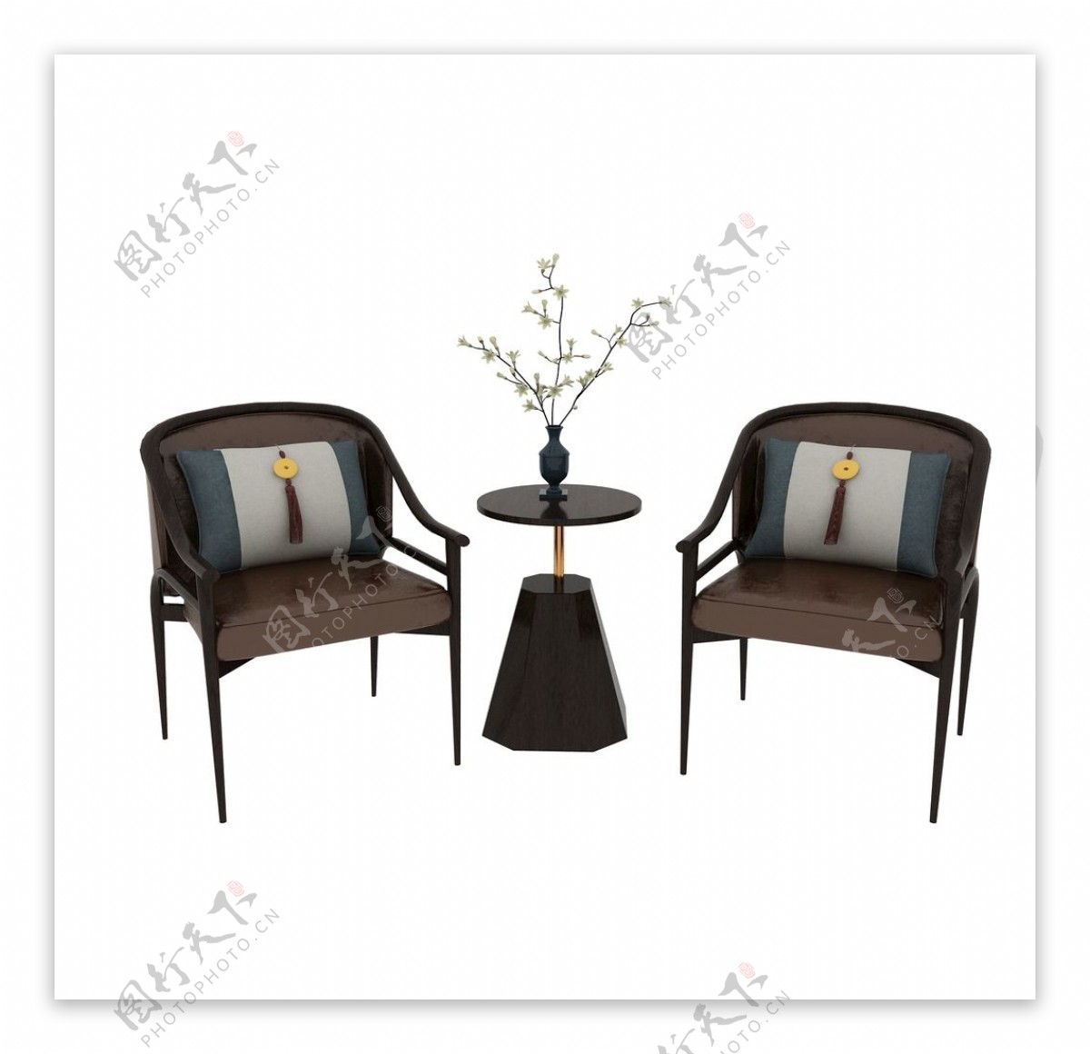 中式休闲桌椅3d模型图片