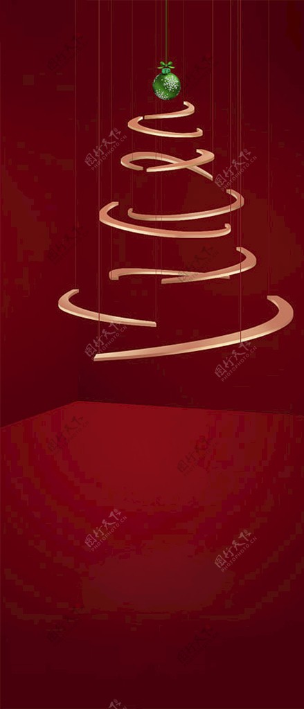 圣诞节红色圣诞树金色图片