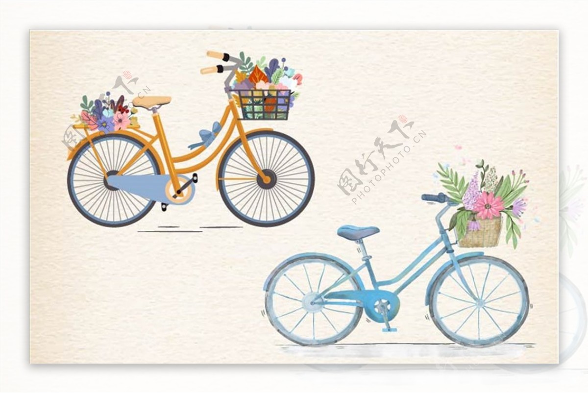 手绘自行车图片